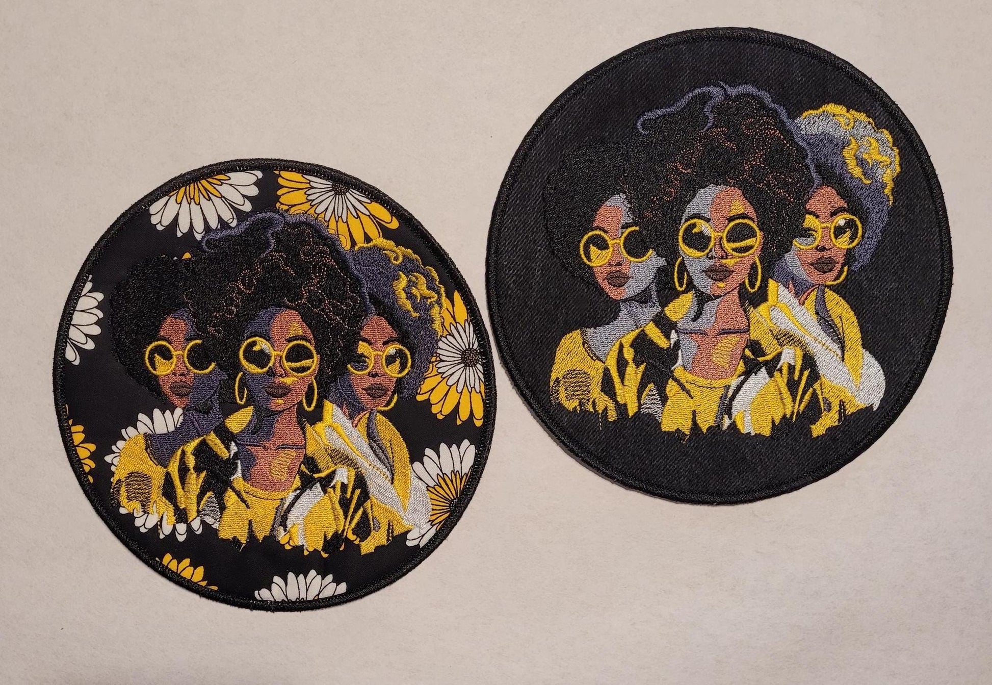 African American Black Sisters Patch, 7" Iron-on Patch, Black Women Abstract, Black Girl Magic, Afrocentric, Brown Skin Girl, Afro Woman
