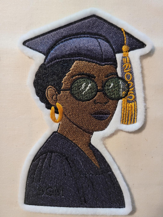 2025 Grad Patch – Black Woman Iron-On Embroidery