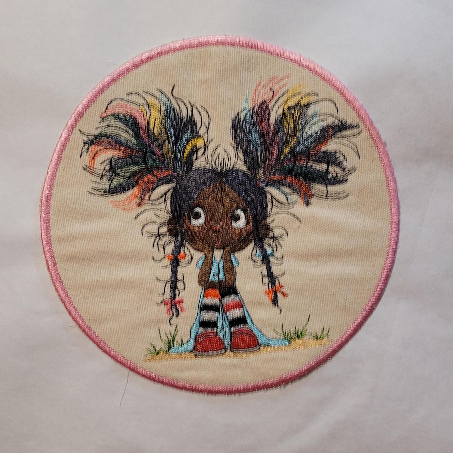 Whimsical Black Girl Iron-On Patch – Wild Hair & Wonder Expression
