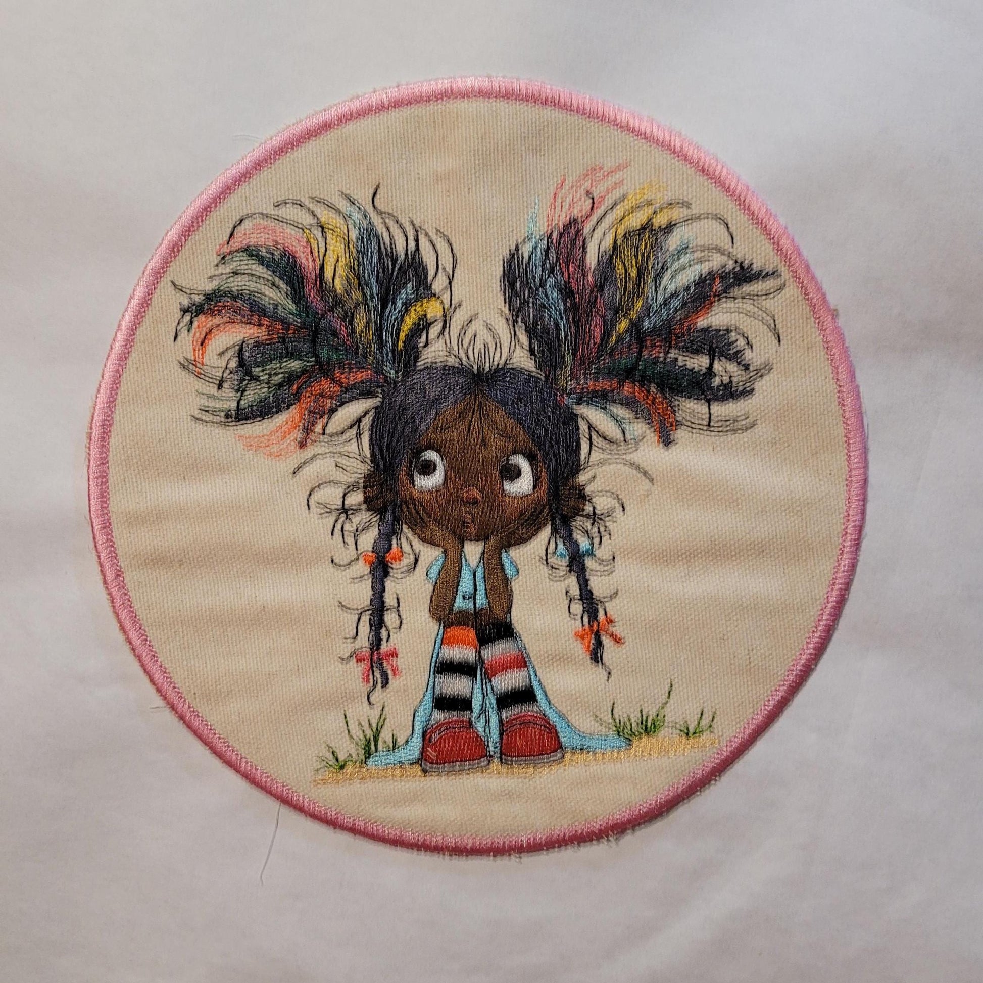 Whimsical Black Girl Iron-On Patch – Wild Hair & Wonder Expression