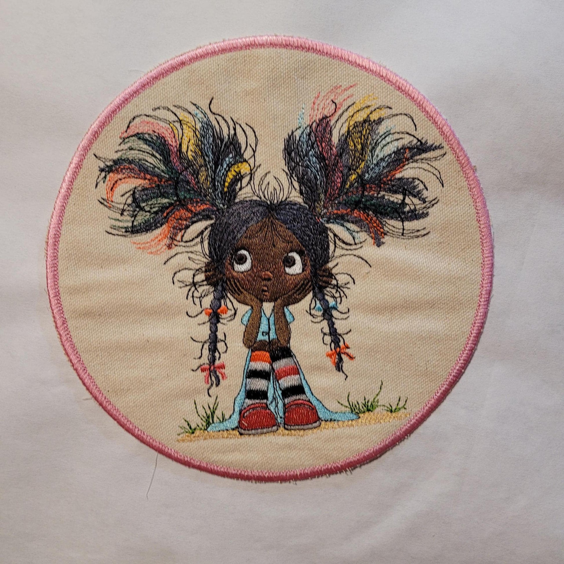 Whimsical Black Girl Iron-On Patch – Wild Hair & Wonder Expression