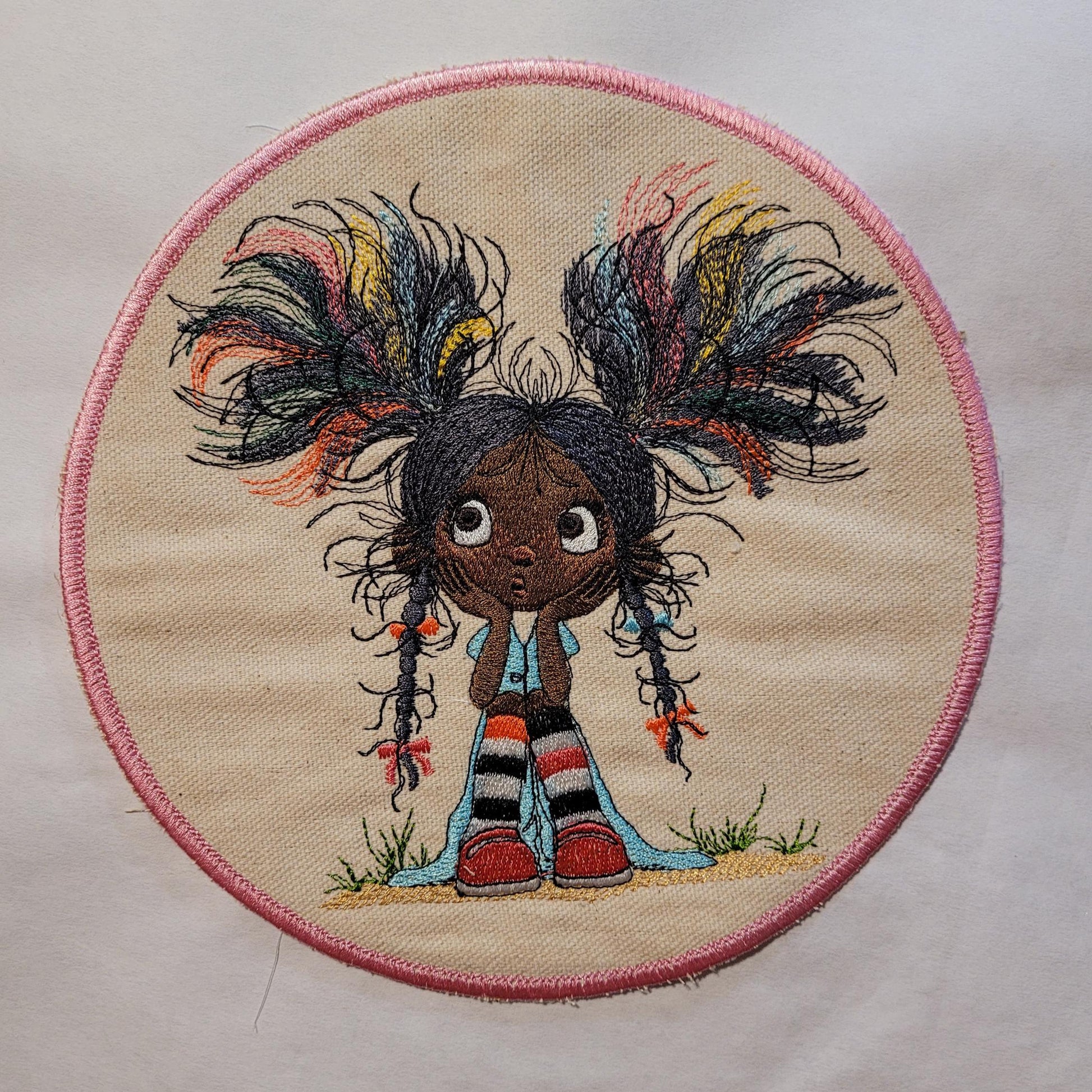 Whimsical Black Girl Iron-On Patch – Wild Hair & Wonder Expression
