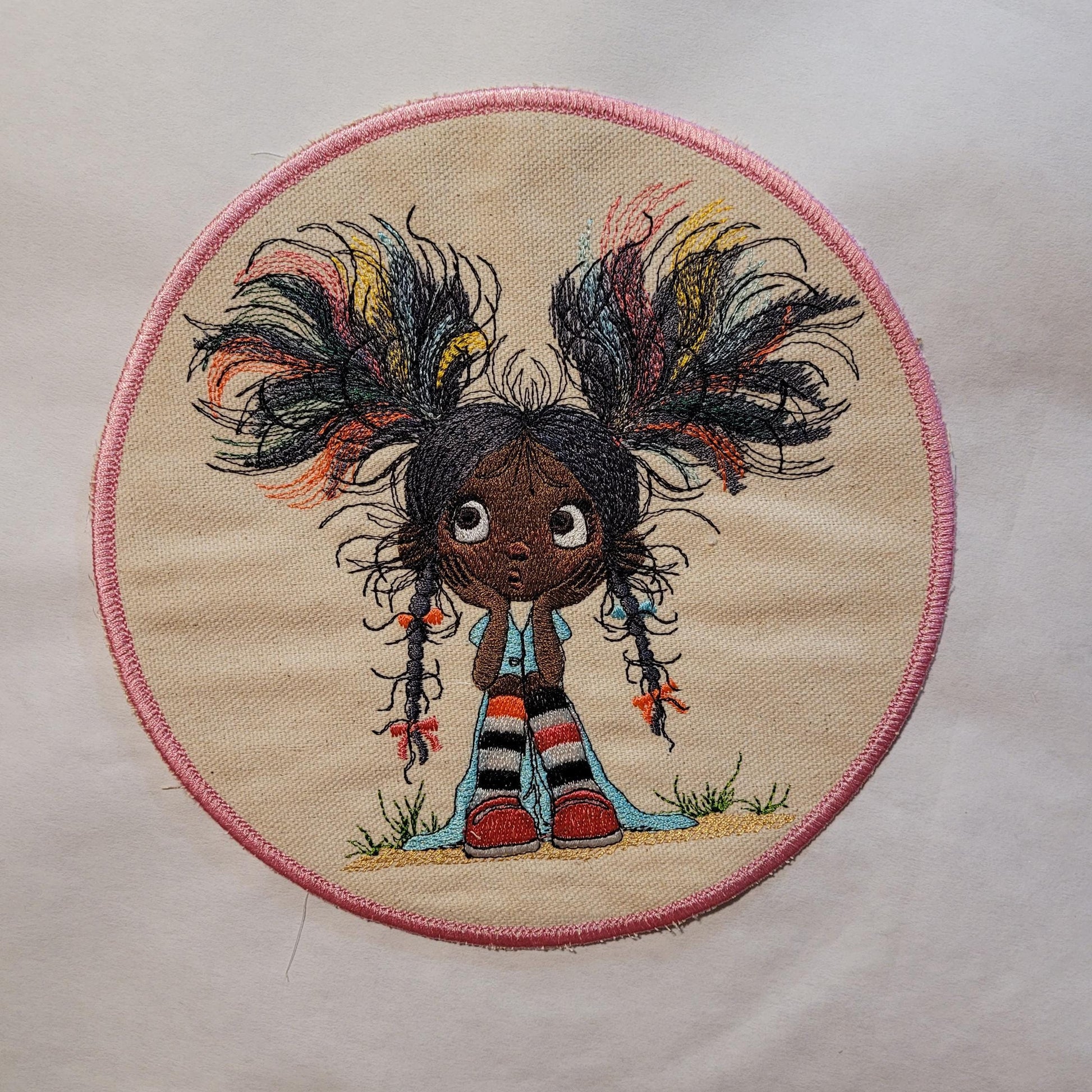 Whimsical Black Girl Iron-On Patch – Wild Hair & Wonder Expression
