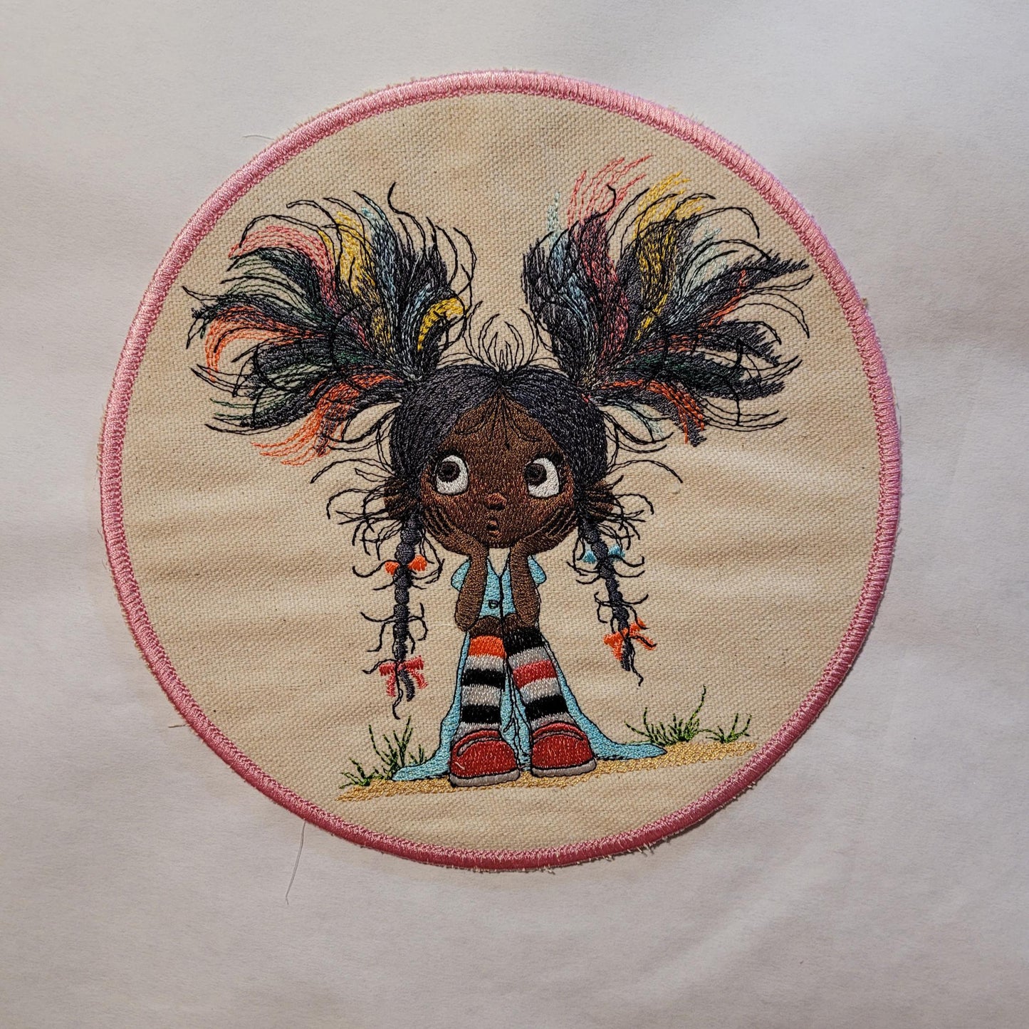 Whimsical Black Girl Iron-On Patch – Wild Hair & Wonder Expression