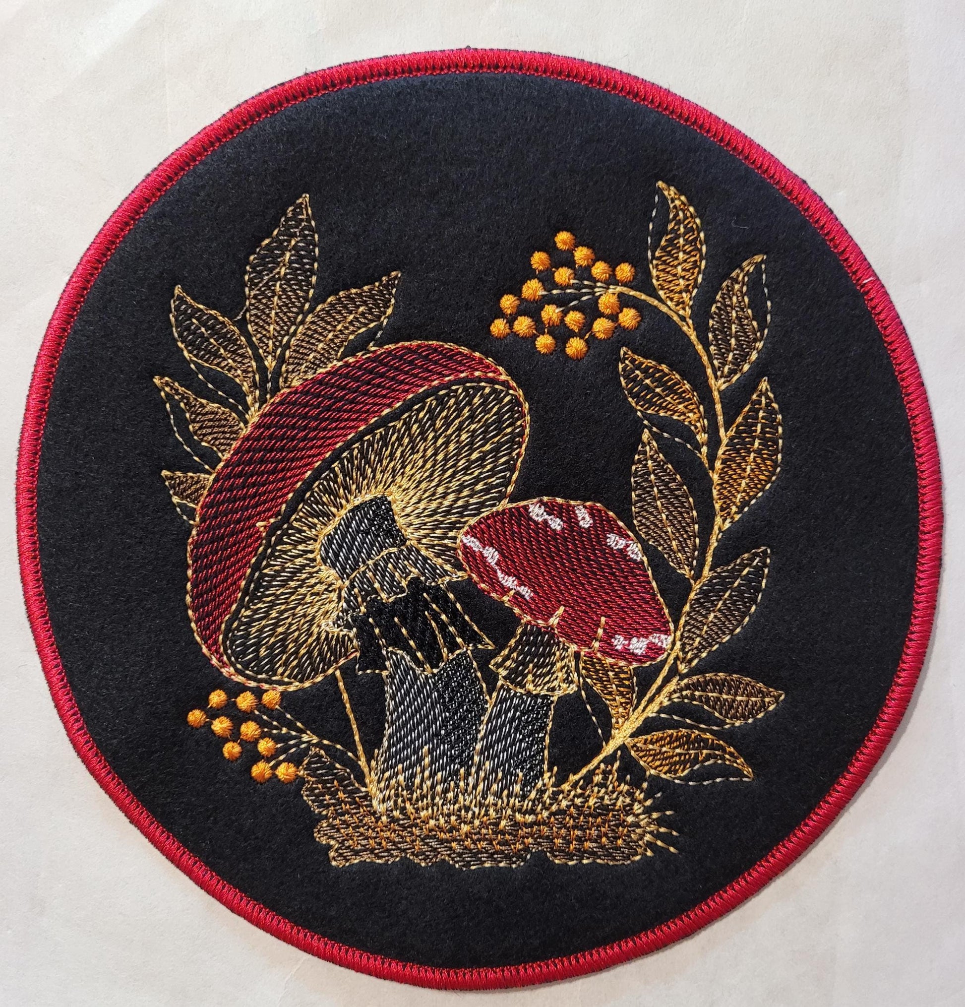Mushroom Patch, Mushroom Embroidered Patch with Iron-on Placement Adhesive, Sew-on Applique,