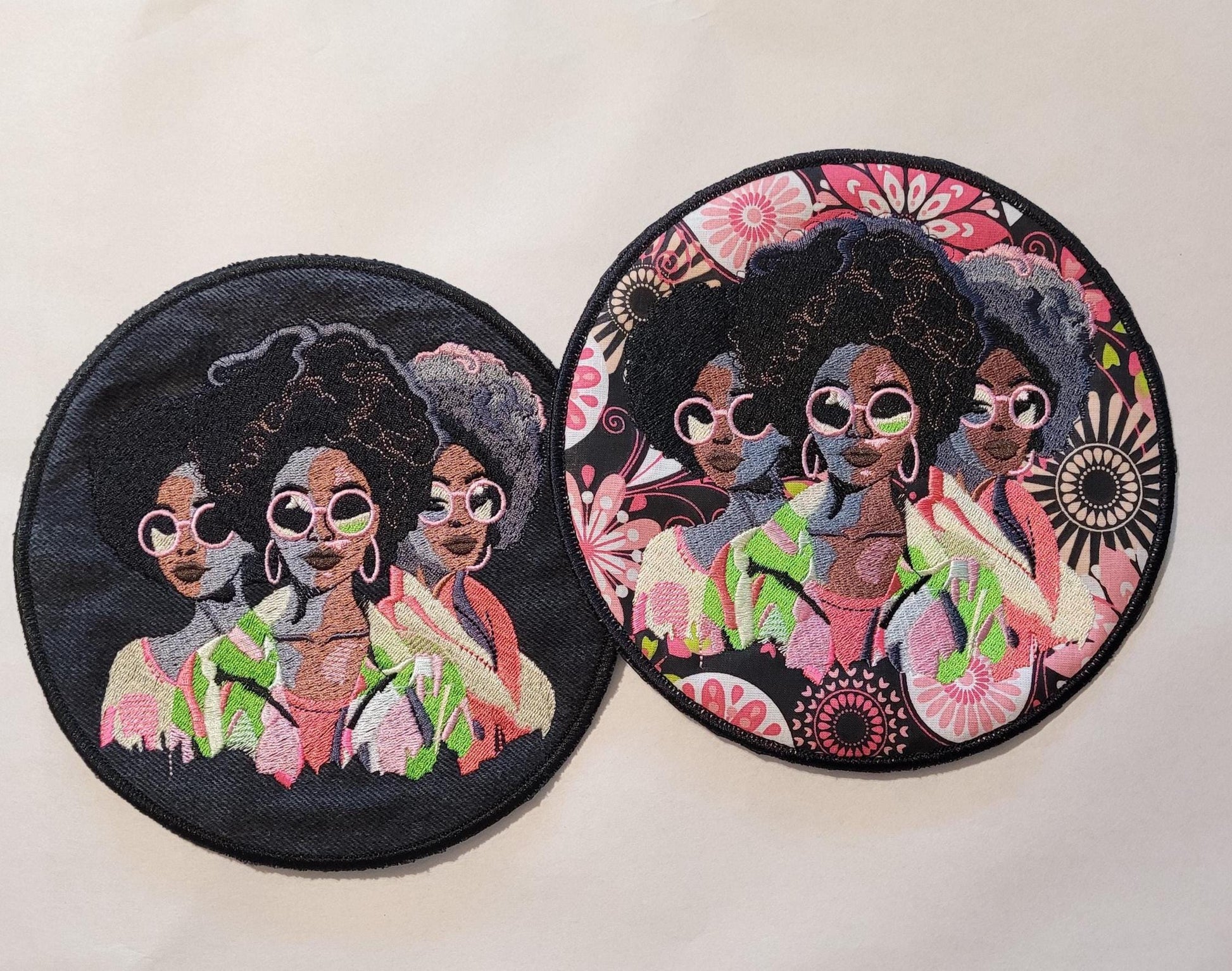 African American Black Sisters Patch, 7" Iron-on Patch, Black Women Abstract, Black Girl Magic, Afrocentric, Brown Skin Girl, Afro Woman