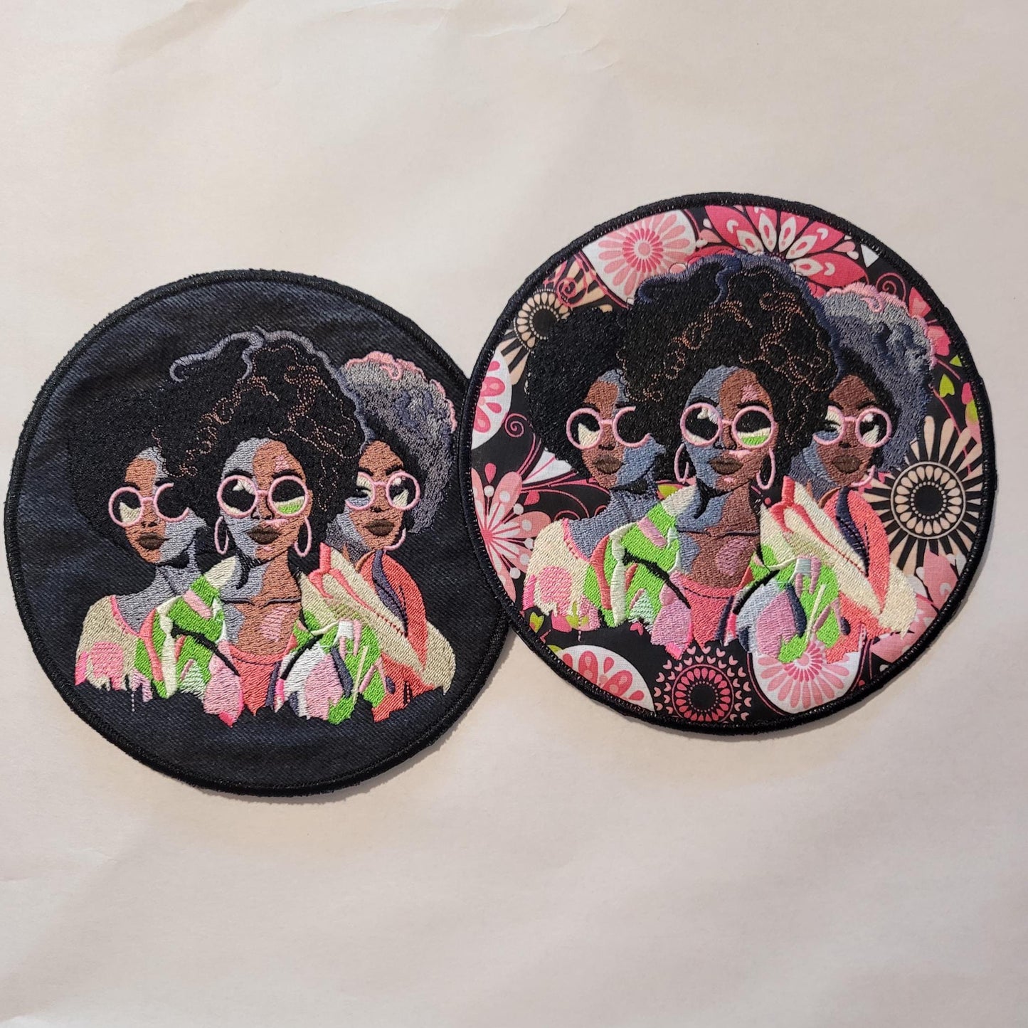 African American Black Sisters Patch, 7" Iron-on Patch, Black Women Abstract, Black Girl Magic, Afrocentric, Brown Skin Girl, Afro Woman