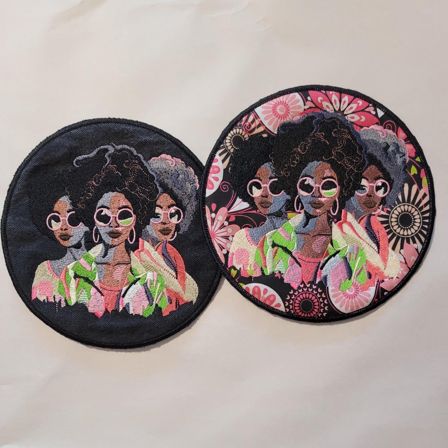 African American Black Sisters Patch, 7" Iron-on Patch, Black Women Abstract, Black Girl Magic, Afrocentric, Brown Skin Girl, Afro Woman