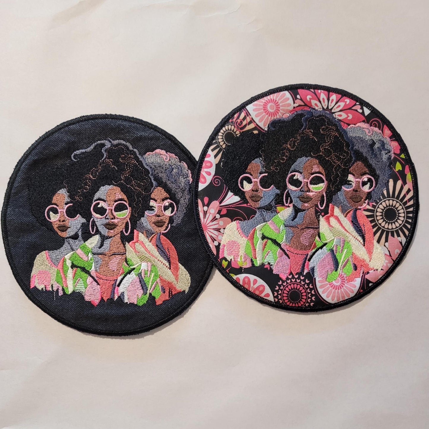 African American Black Sisters Patch, 7" Iron-on Patch, Black Women Abstract, Black Girl Magic, Afrocentric, Brown Skin Girl, Afro Woman