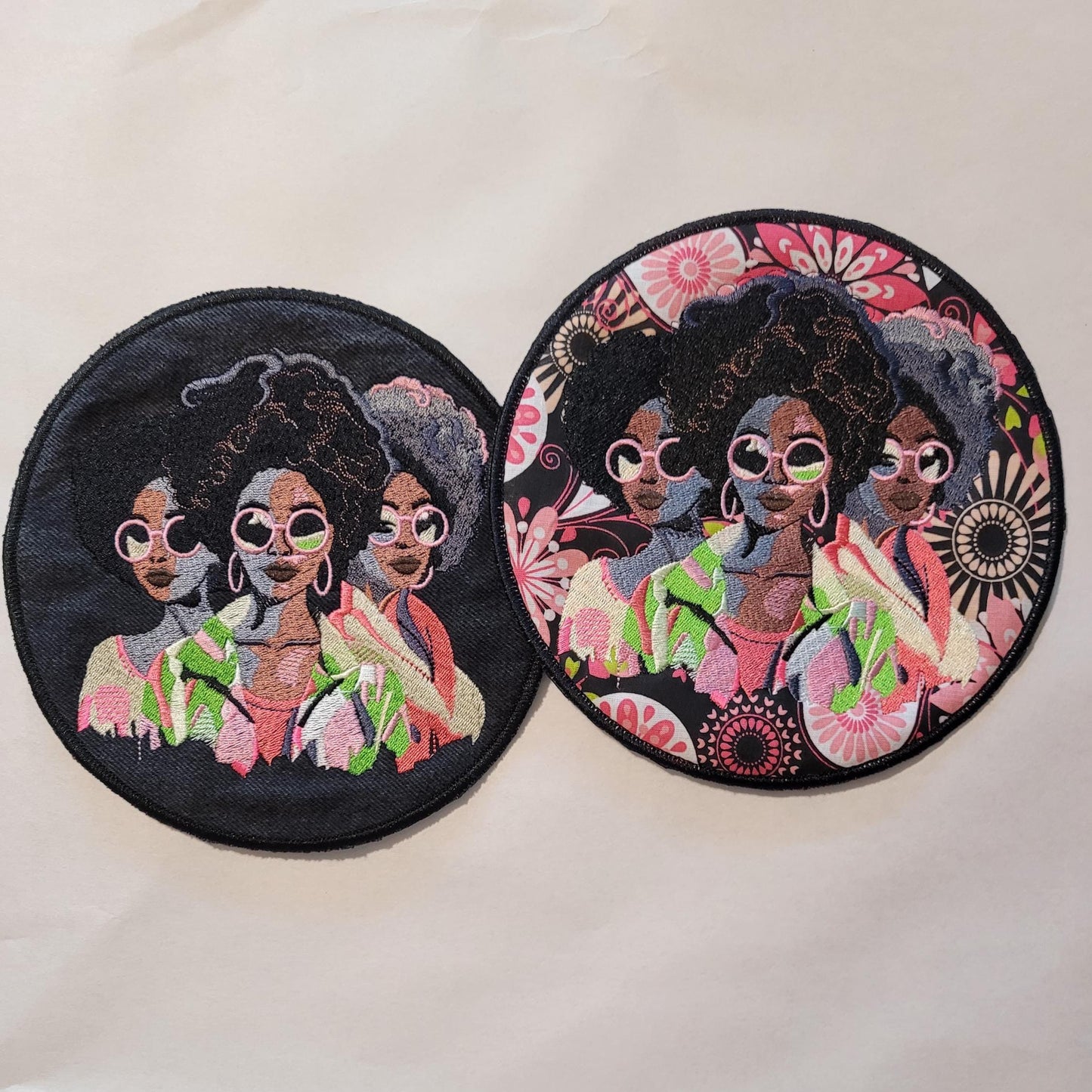 African American Black Sisters Patch, 7" Iron-on Patch, Black Women Abstract, Black Girl Magic, Afrocentric, Brown Skin Girl, Afro Woman