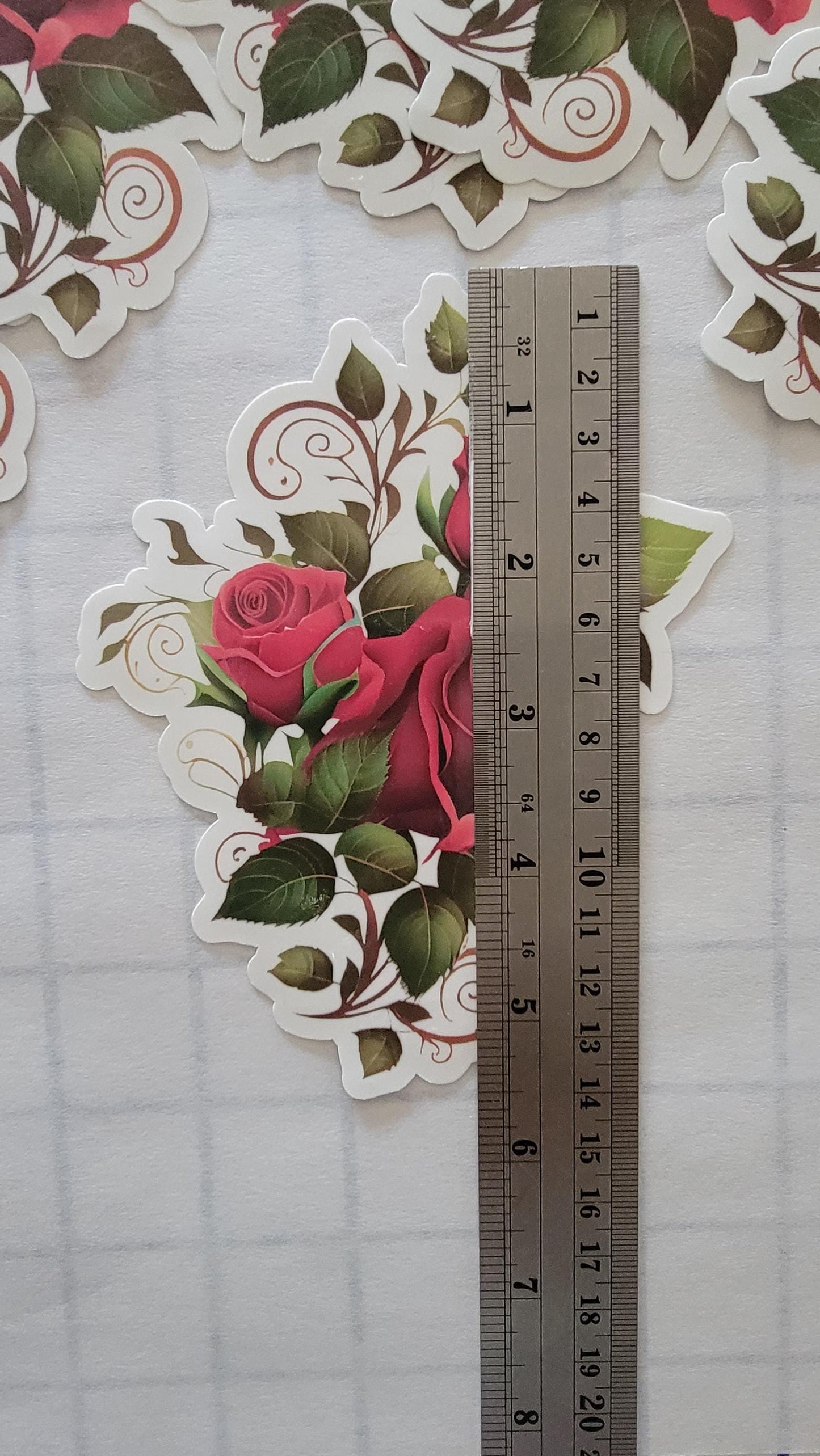 Victorian Rose Garden Vinyl Sticker Set – 6 Laminated Pieces, 5"+ Each