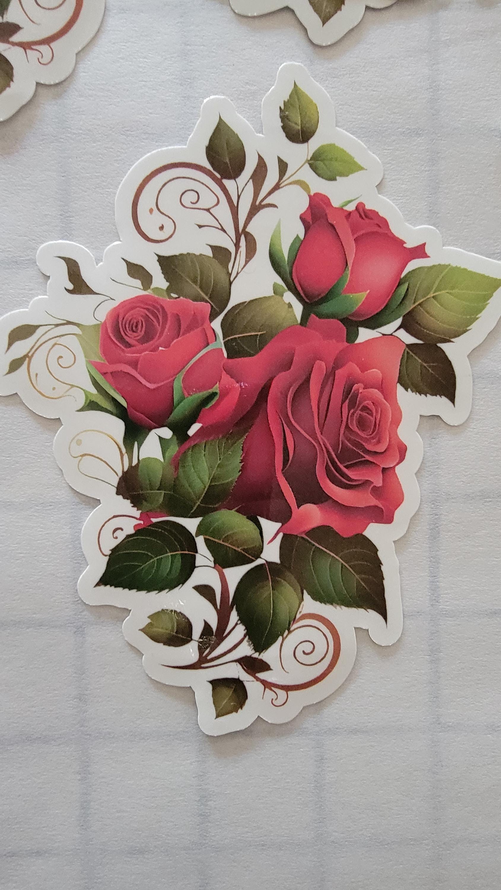 Victorian Rose Garden Vinyl Sticker Set – 6 Laminated Pieces, 5"+ Each