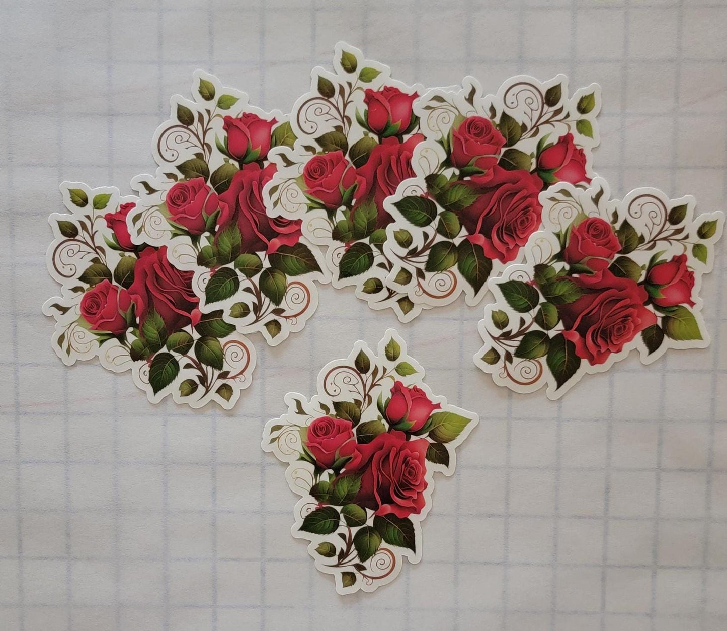 Victorian Rose Garden Vinyl Sticker Set – 6 Laminated Pieces, 5"+ Each