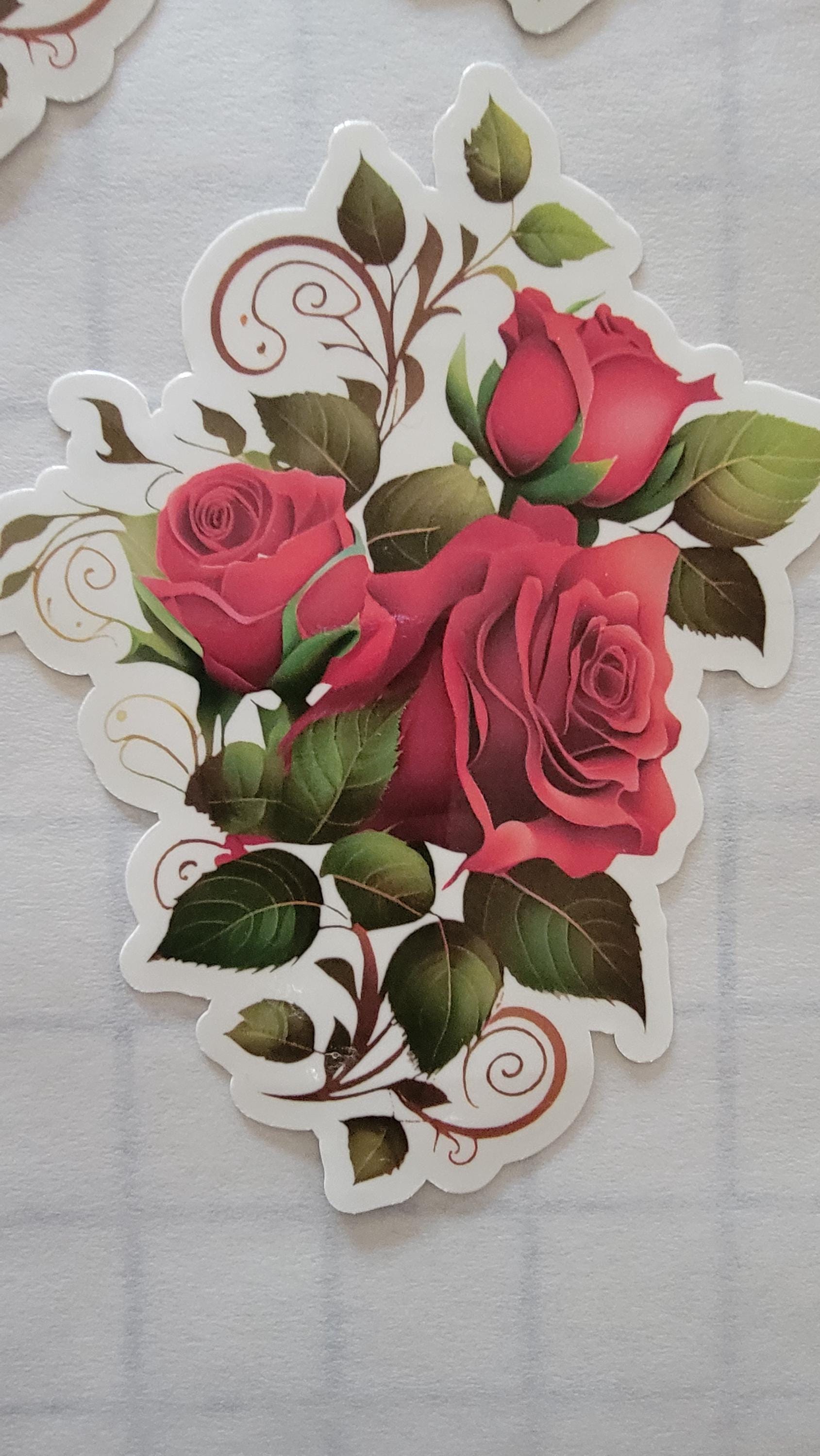 Victorian Rose Garden Vinyl Sticker Set – 6 Laminated Pieces, 5"+ Each