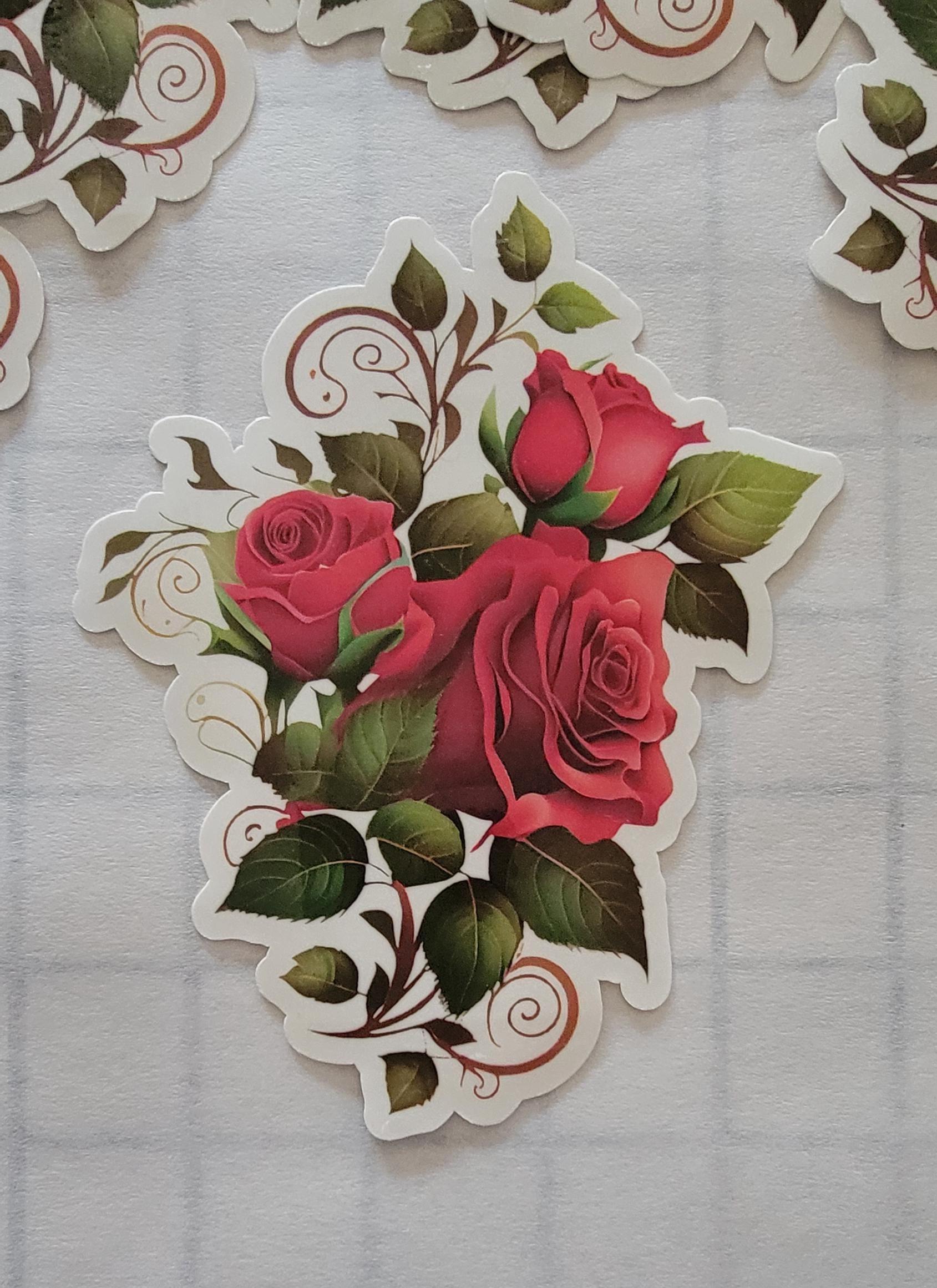 Victorian Rose Garden Vinyl Sticker Set – 6 Laminated Pieces, 5"+ Each