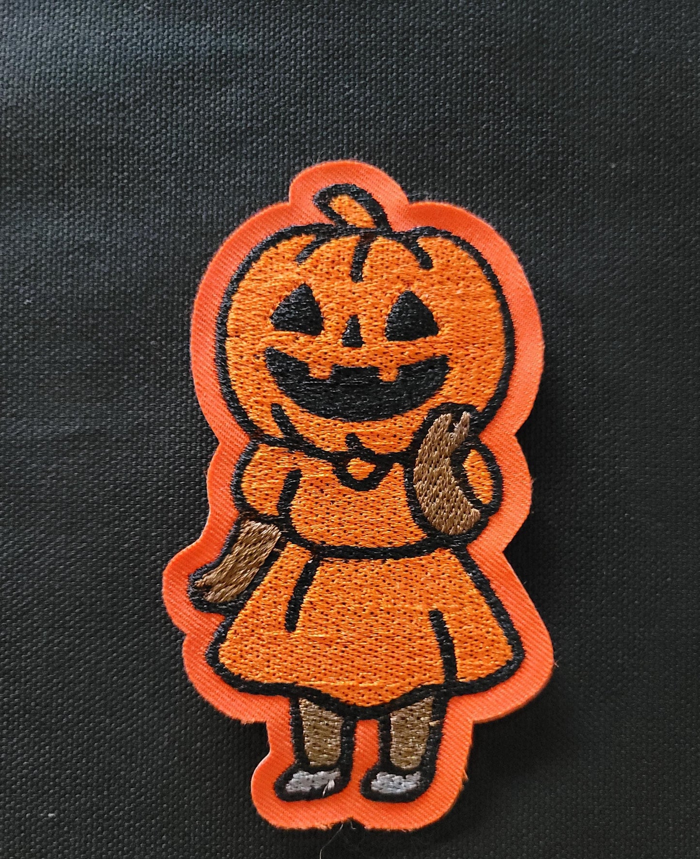Black Girl, Pumpkin Halloween Embroidered Patch – Retro Cute Jack-O-Lantern Costume Iron On