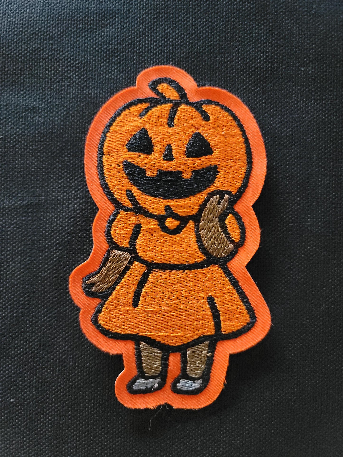 Black Girl, Pumpkin Halloween Embroidered Patch – Retro Cute Jack-O-Lantern Costume Iron On