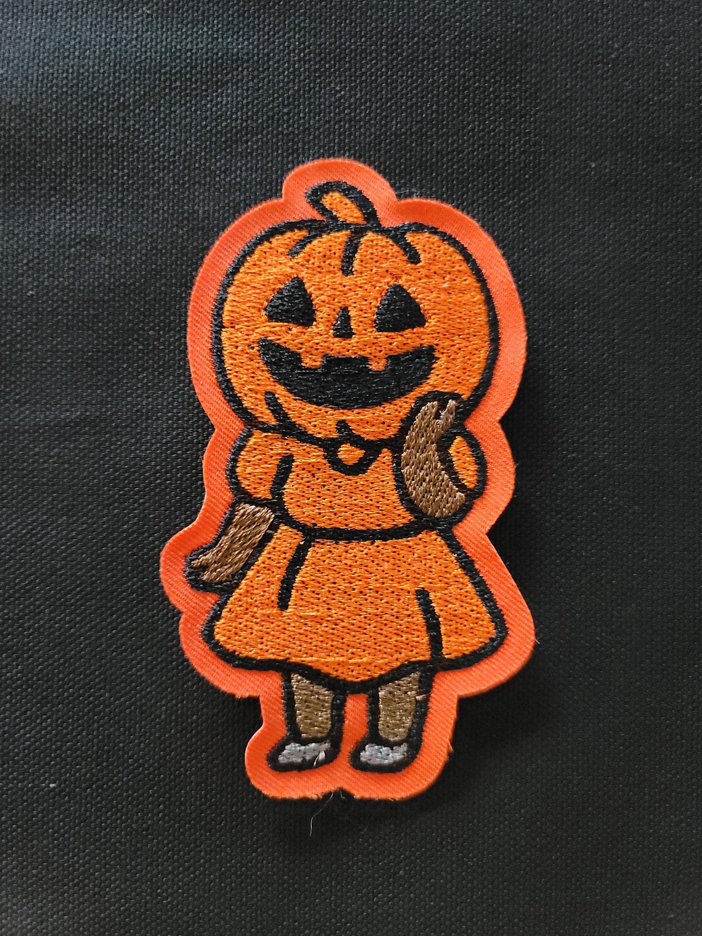 Black Girl, Pumpkin Halloween Embroidered Patch – Retro Cute Jack-O-Lantern Costume Iron On