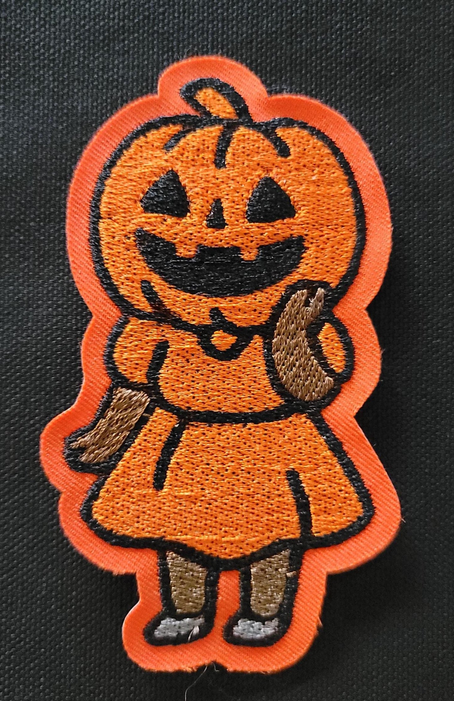 Black Girl, Pumpkin Halloween Embroidered Patch – Retro Cute Jack-O-Lantern Costume Iron On