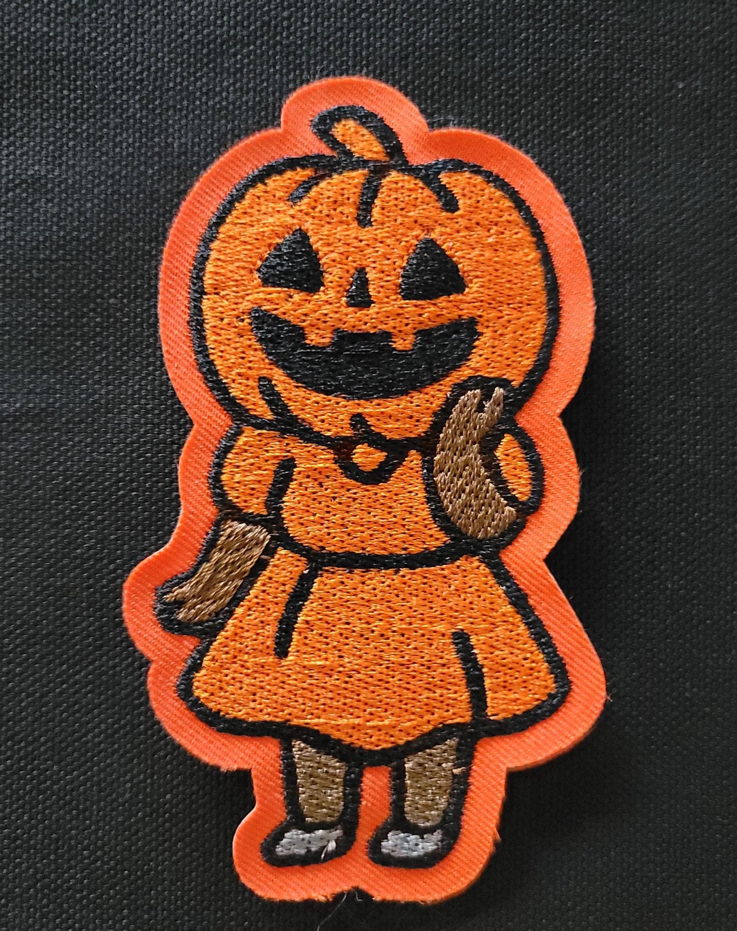 Black Girl, Pumpkin Halloween Embroidered Patch – Retro Cute Jack-O-Lantern Costume Iron On