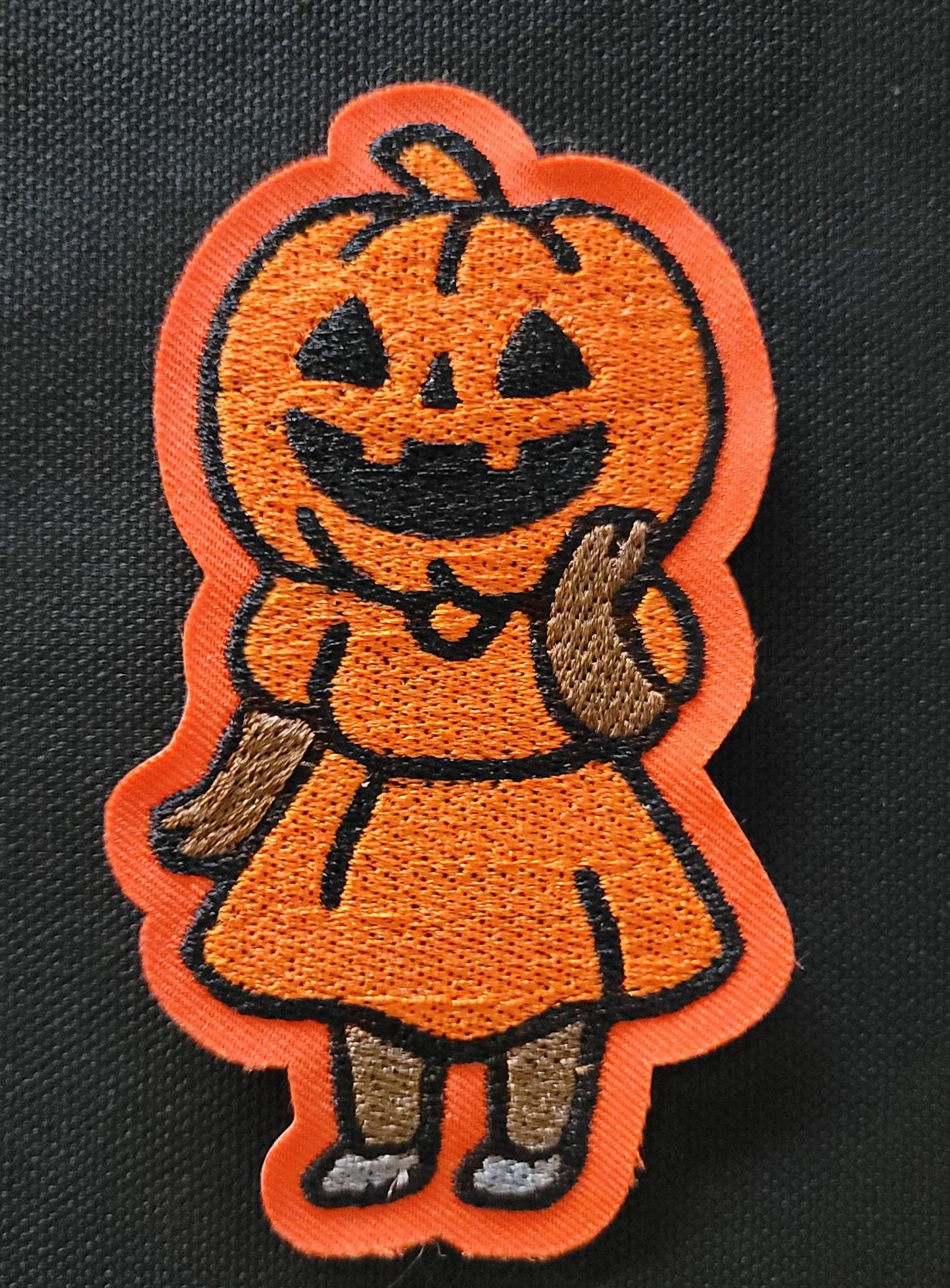 Black Girl, Pumpkin Halloween Embroidered Patch – Retro Cute Jack-O-Lantern Costume Iron On