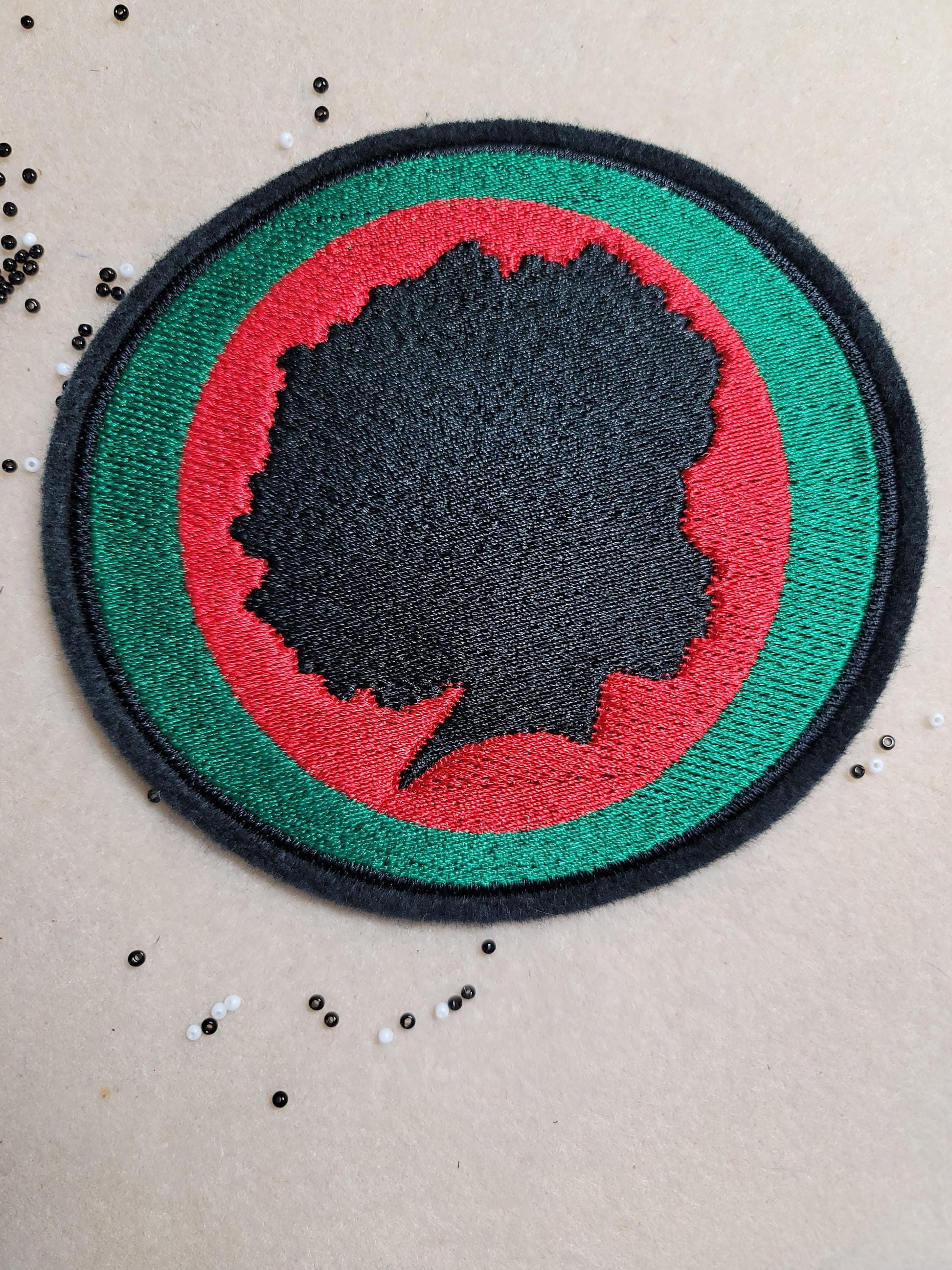Black Child Patch. Black Power Silhouette Patch, Pan-African Colors Embroidered Iron-On