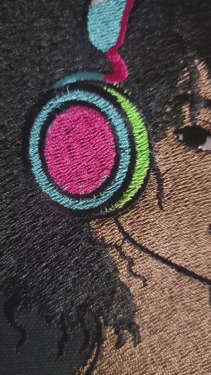 Black Girl with Headphones Iron-on Patch, Young Gifted and Black Patch or Picture for your Frame,  Black Girl Magic