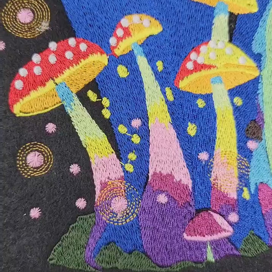Mushroom, Embroidered Mushroom, Fantasy, Magical, Whimsical, Fairytale, Fashion, Wall Hangings, Quilts,