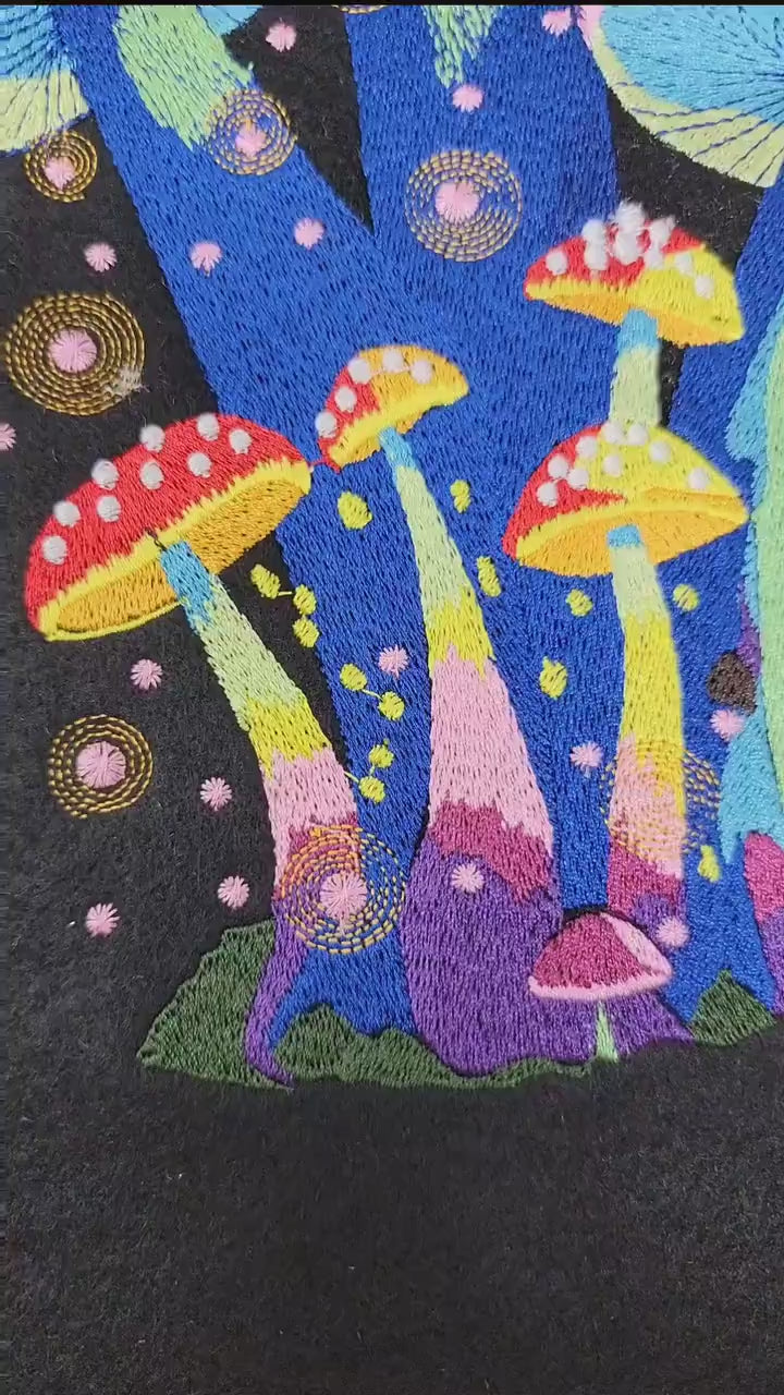 Mushroom, Embroidered Mushroom, Fantasy, Magical, Whimsical, Fairytale, Fashion, Wall Hangings, Quilts,