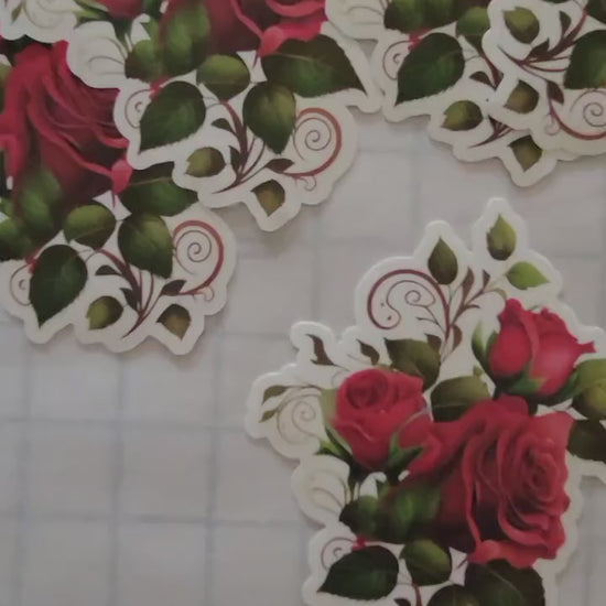 Victorian Rose Garden Vinyl Sticker Set – 6 Laminated Pieces, 5"+ Each