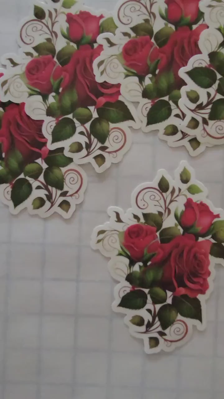 Victorian Rose Garden Vinyl Sticker Set – 6 Laminated Pieces, 5"+ Each