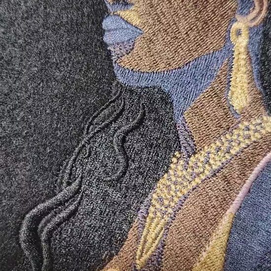 Black King and Queen Embroidered Tapestry