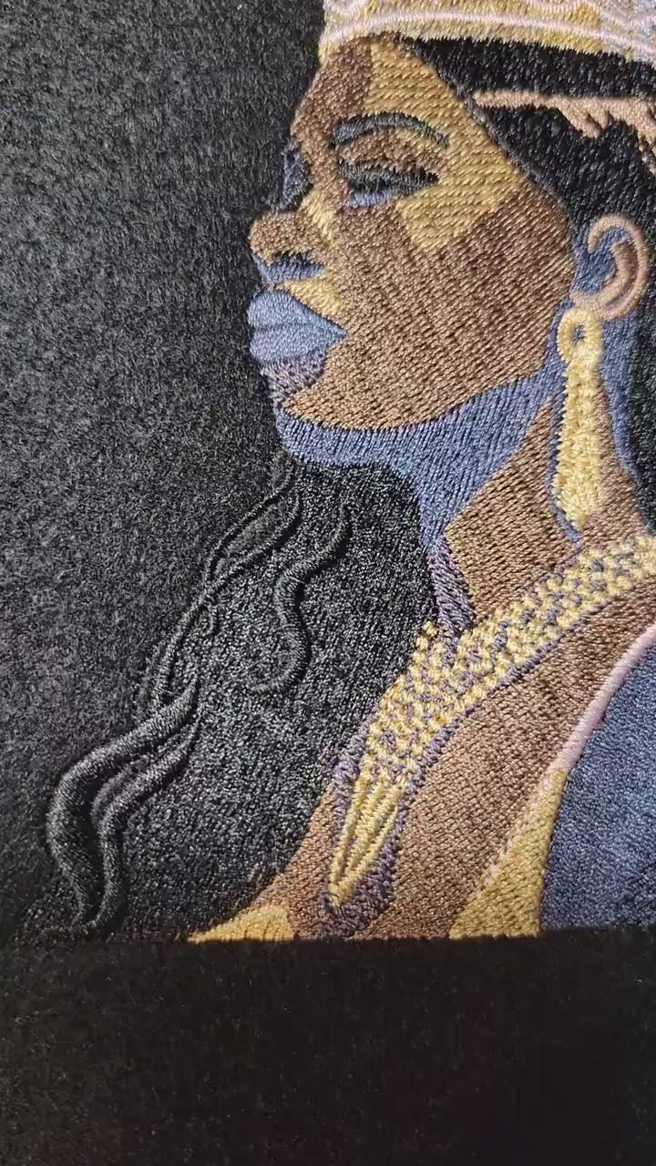 Black King and Queen Embroidered Tapestry